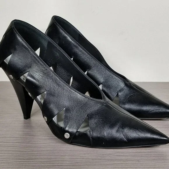 Celine Shoes Celine Soft Vneck Cutout Pumps Black Kidskin